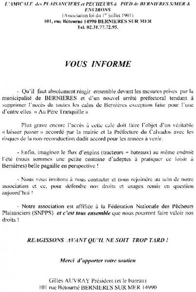 SOUTIEN A L'AMICALE DES PLAISANCIERS ET PECHEURS A PIED