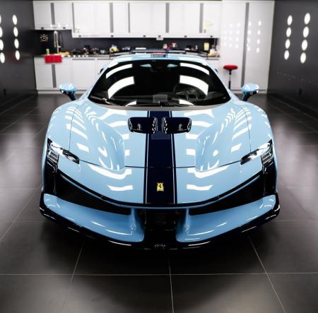 Ferrari SF90 XX Spider finished in Azzurro La Plata w/ Blu Scozia Livery & Blue Carbon