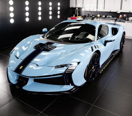 Ferrari SF90 XX Spider finished in Azzurro La Plata w/ Blu Scozia Livery & Blue Carbon