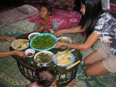 pr&eacute;sentation d'un repas traditionel lao